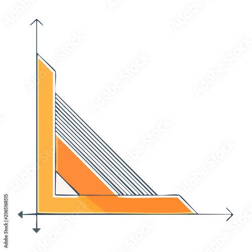 Orange gradient 3D bar chart illustration