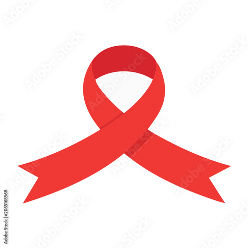 Red awareness ribbon icon on transparent background