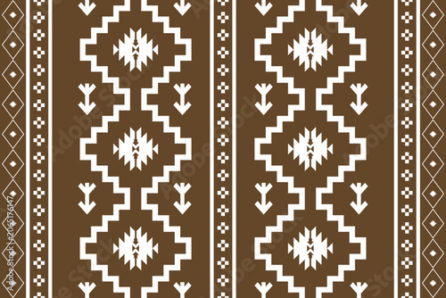 Brown and White Tribal Geometric Textile Pattern Vector for Fabric, Apparel, Wallpaper, and Surface Design