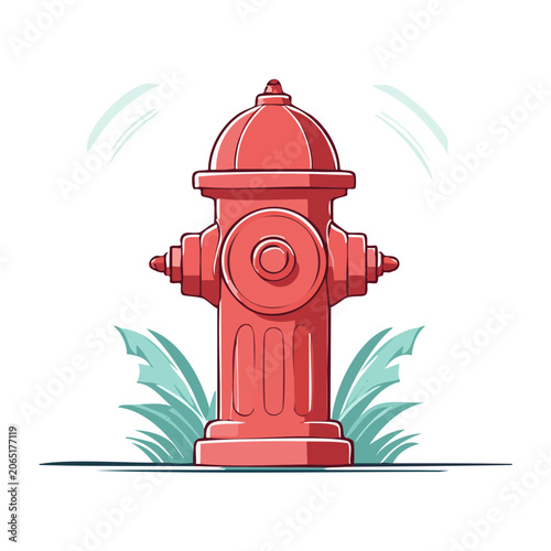 Red Fire Hydrant with Water Splash Illustration