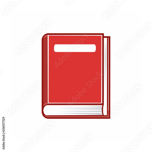 Red closed book icon on transparent background