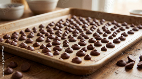 rows of chocolate chips