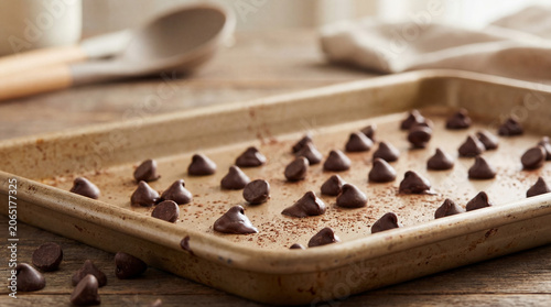 rows of chocolate chips