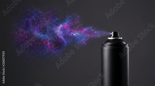 Aerosol Spray Can Emitting Colorful Nebula-like Mist.