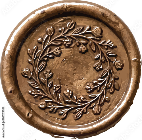 Vintage Bronze Floral Wreath Wax Seal Stamp