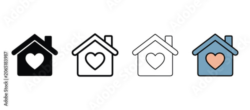 Картината върху платно House with heart  home sweet heart  love house  heart home  house icon  heart ic
