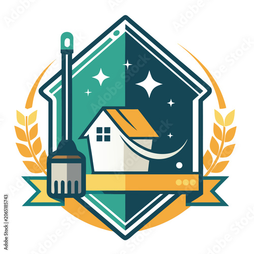logo vector design creative mop sparkle