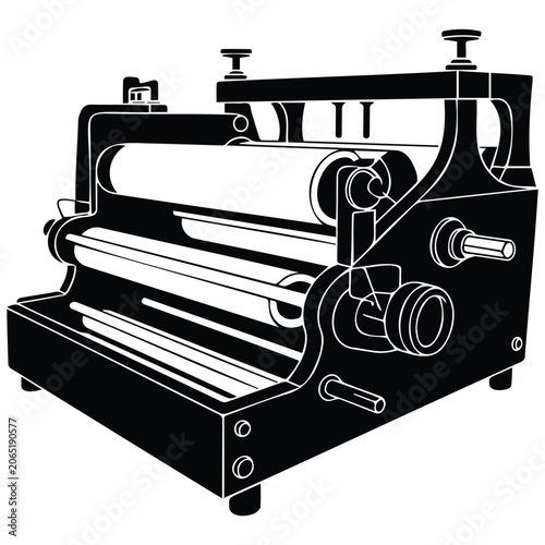 Bild auf Leinwand Industrial printing press machine silhouette vector illustration art