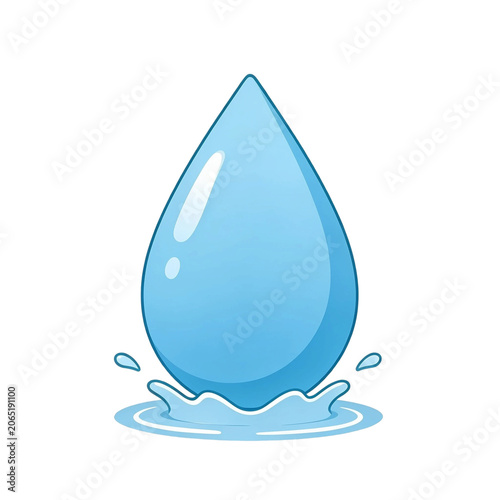 blue water drop with splash isolated