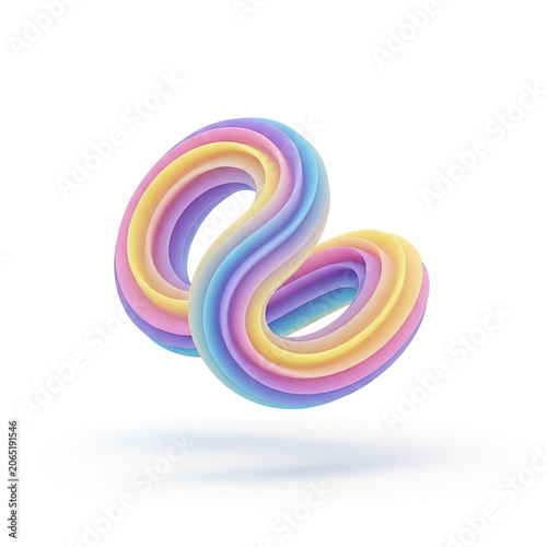 Colorful Abstract Swirl Shape on White Background.