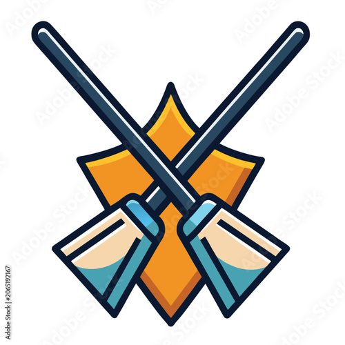 logo vector design crossed broom