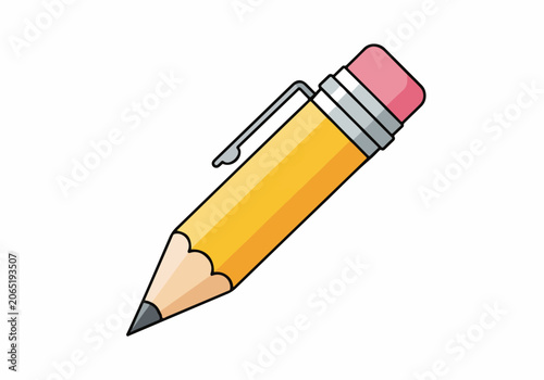 A colorful illustration of a pencil with an eraser on top