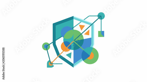 A colorful geometric composition with shapes (4)