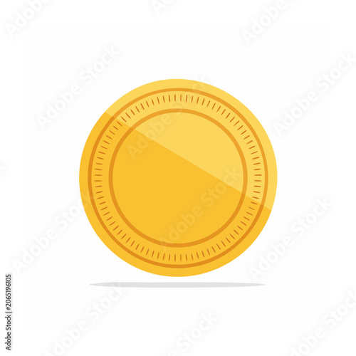 Flat design gold coin icon on transparent background
