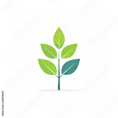 Flat design green leaf icon