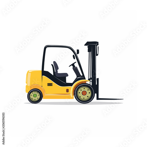 Yellow forklift truck side view illustration