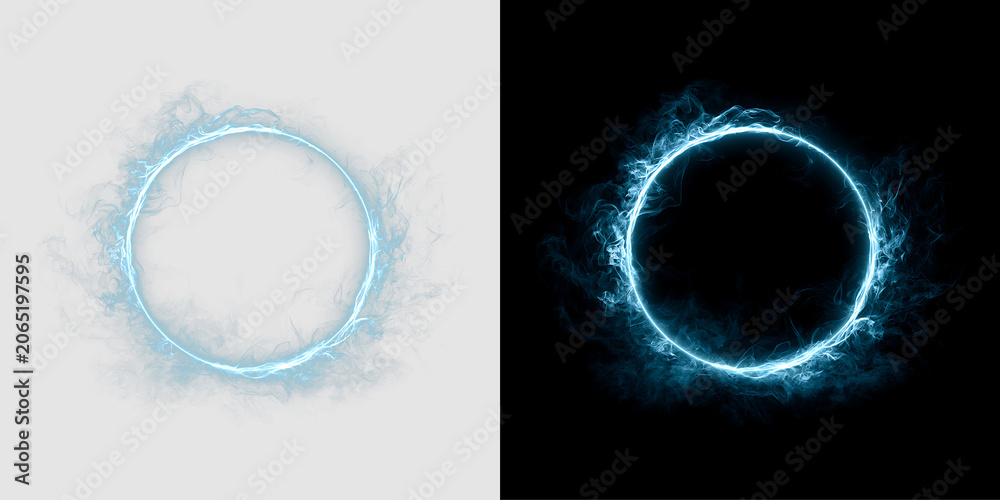 Fototapeta premium Futuristic Neon Circle with Glowing Vapor and Sparks PNG