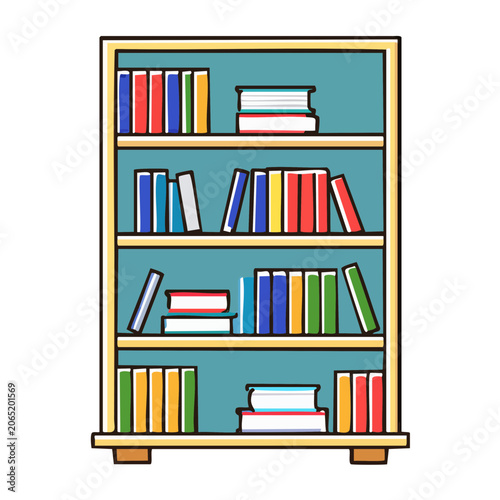 Flat design bookshelf with colorful books