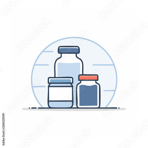 Flat design icon of three medical vials