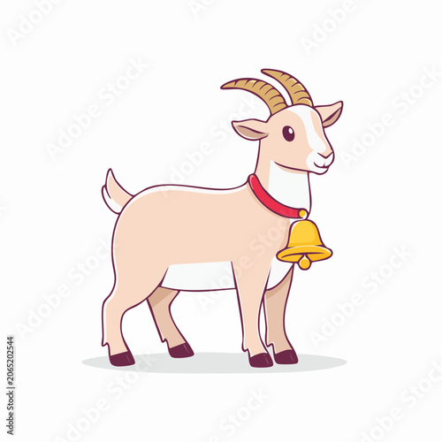 Cute Cartoon Goat with Bell