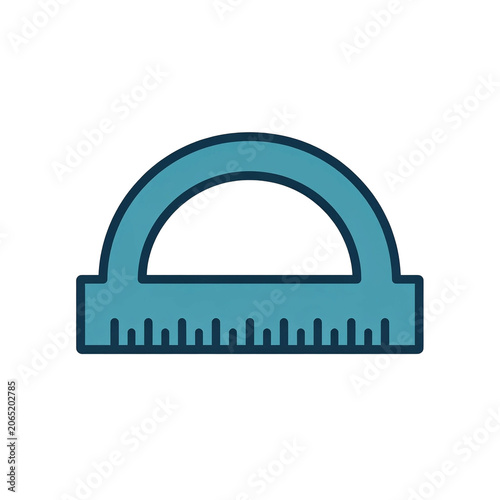 Blue protractor ruler icon isolated