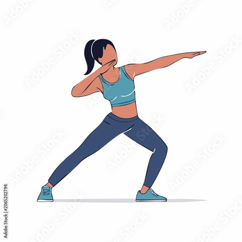 Woman in athletic wear performing a dab pose