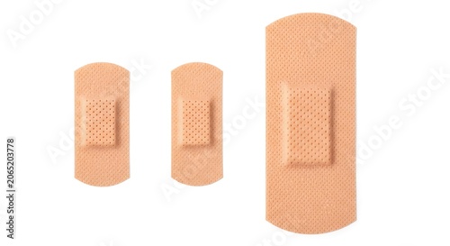 Various sizes of adhesive bandages for first aid and wound care