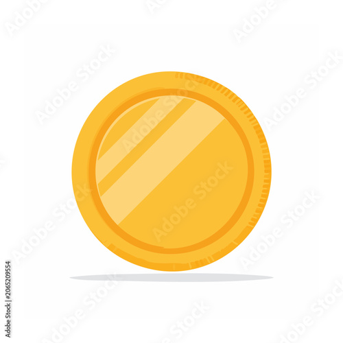 Flat design gold coin icon on white background