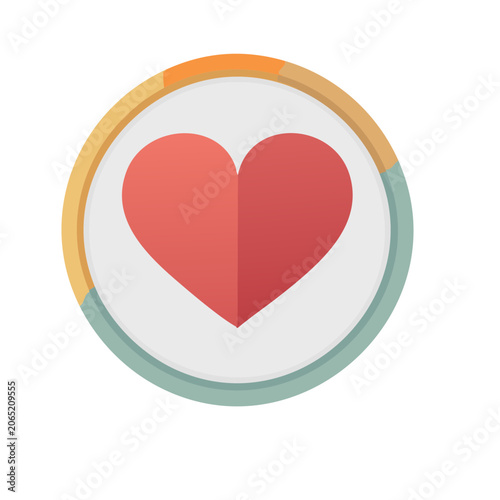 Flat design heart icon with gradient circle