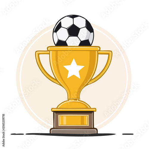 Golden Soccer Trophy with Ball and Star