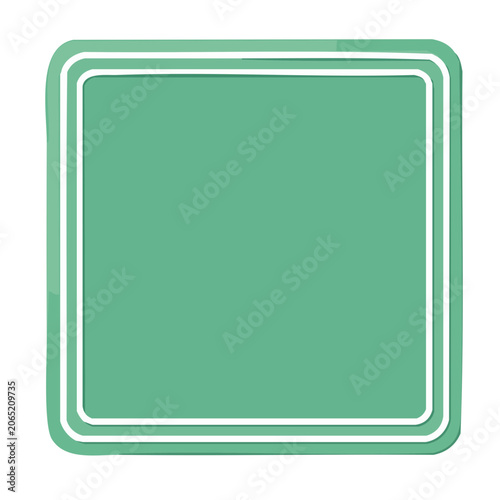 Green square frame with white border on transparent background