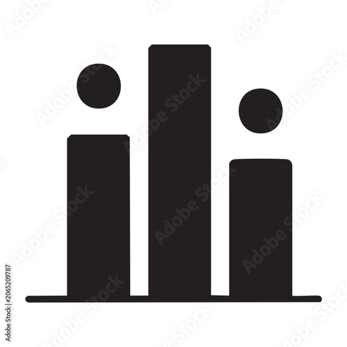 Minimalist black bar chart icon on white background