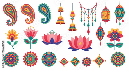 Vibrant Indian Decorative Design Elements.