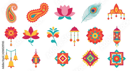 Vibrant Indian Festival Decorative Elements Collection.