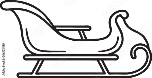 Fotografie Simple outline drawing of a classic christmas sleigh with santa claus black and