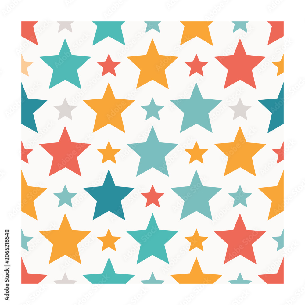 Fototapeta premium Colorful Star Seamless Pattern