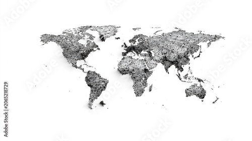 World map global network connection data technology communication abstract continent geography digital world map global network connection data technology communication abstract design with dots