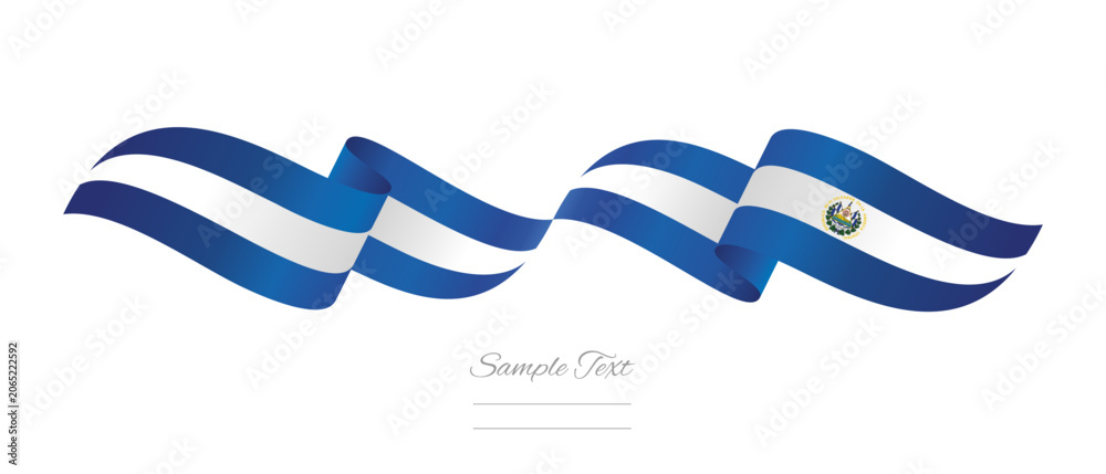 Obraz premium Salvadoran flag ribbon vector illustration. Waving patriotic El Salvador Flag Ribbon Banner on isolated white background
