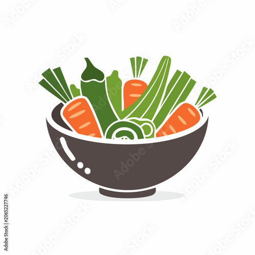 Bowl of fresh vegetables illustration