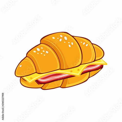 Croissant sandwich with ham and cheese