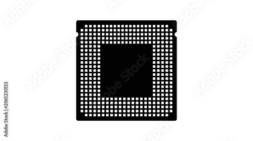 Computer processor CPU chip icon on white background.