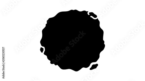 Cratered moon or asteroid pixel art silhouette.