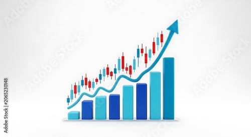 Financial market growth chart with rising candlestick pattern on white background business investment candlestick statistics analysis financial exchange corporate planning