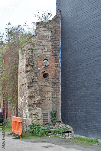 Stone Wall Section of Old Demolished Building 