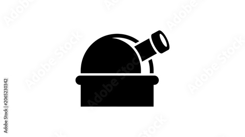 Astronomical observatory telescope dome icon for space research.