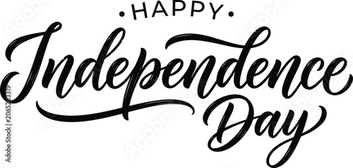 Elegant hand lettered independence day greeting with flourishes festive typography