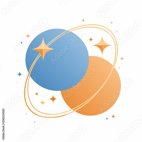 Abstract Space Planets with Stars and Rings