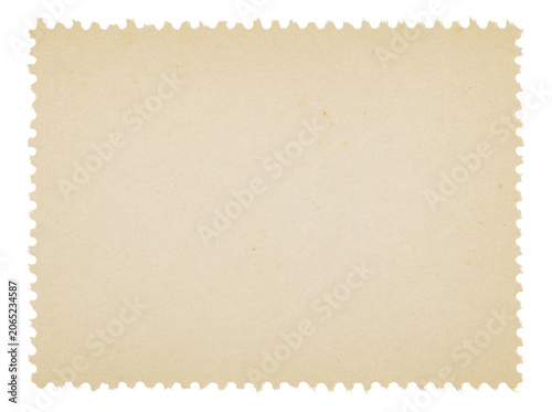 Postage stamp with blank paper design space on transparent background
