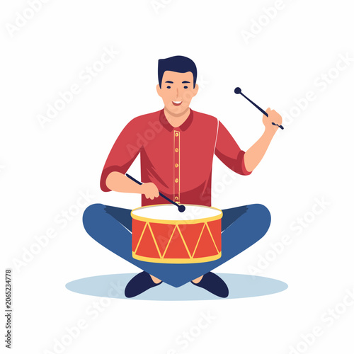 Man playing a drum with drumsticks