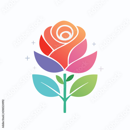 Stylized Rose Icon with Gradient Colors